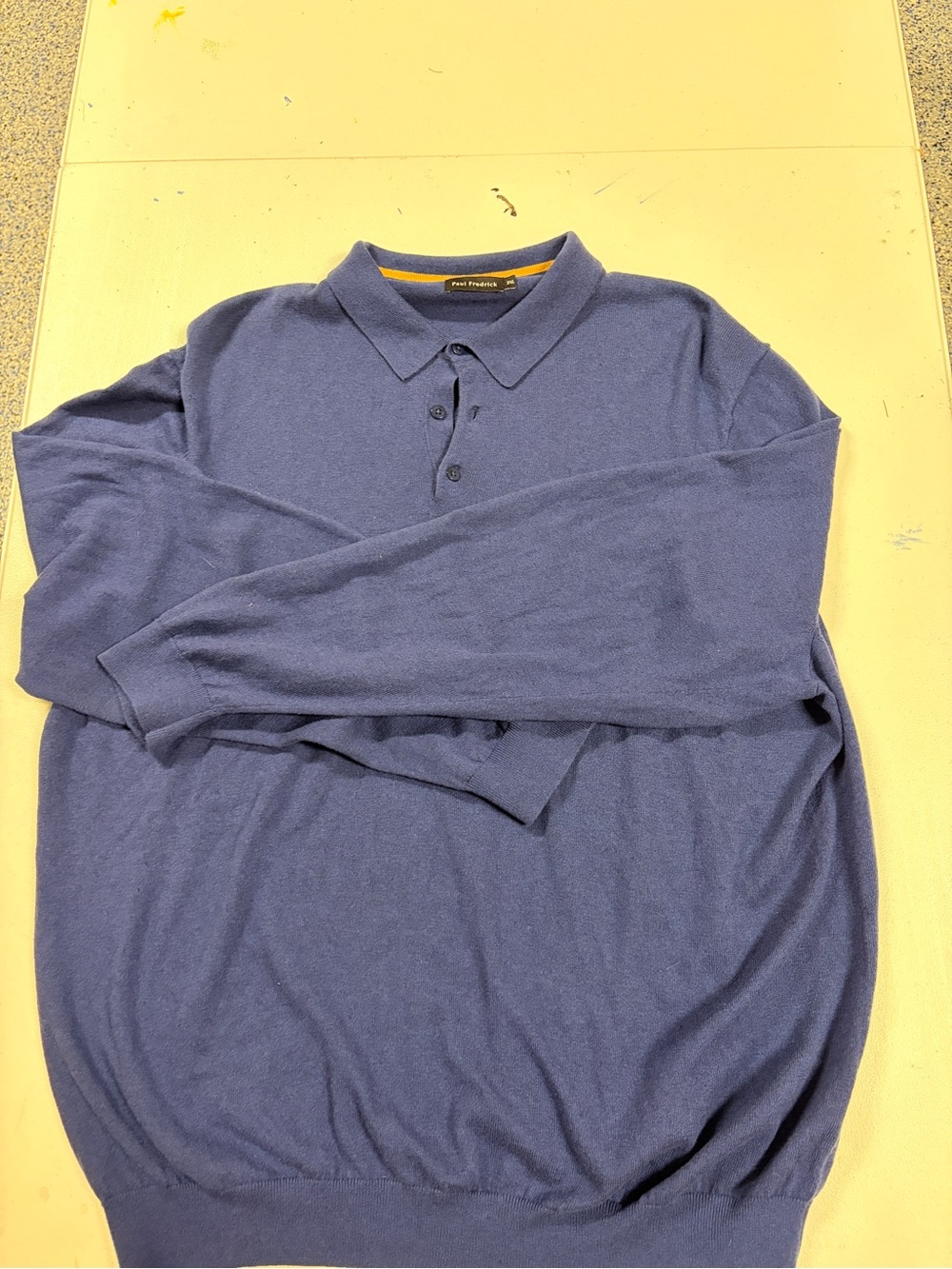 Paul Fredrick Navy Blue Long-Sleeve Polo Sweater